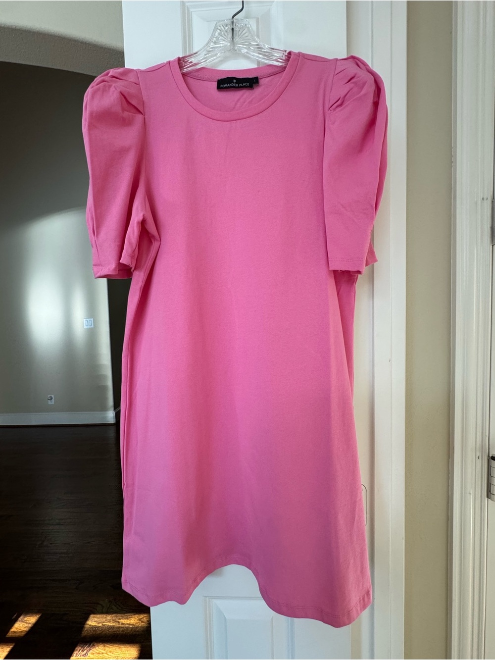 Pomander Place Pink Puff Sleeve Short Sleeve Tee Dress